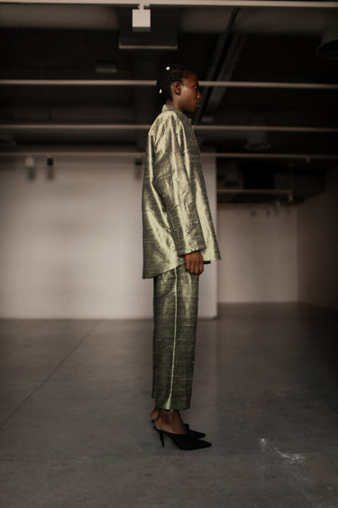 Ellie Silk Shantung Shirt - Sage Army
