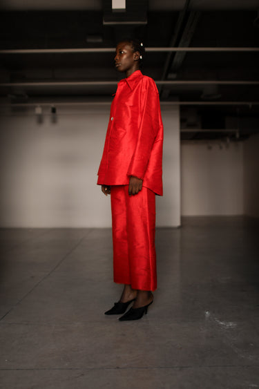 Ira Silk Shantung Pants - Red