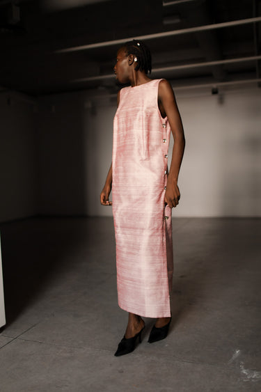 Sonia Silk Shantung Dress - Rosewood