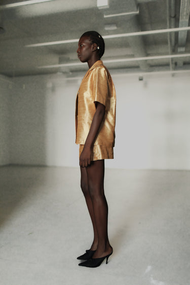 Sandra Silk Shantung Shirt - Golden Sand