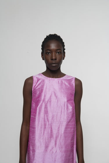 Sonia Silk Shantung Dress - Violet Blush