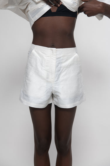Valentino Silk Shantung Shorts - Ecru