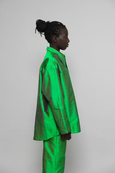 Ellie Silk Shantung Shirt - Meadow Green