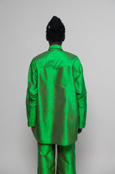 Ellie Silk Shantung Shirt - Meadow Green