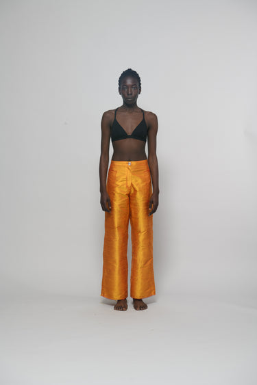 Ira Silk Shantung Pants - Sunlit Orange
