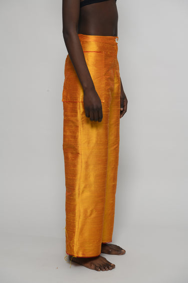 Ira Silk Shantung Pants - Sunlit Orange