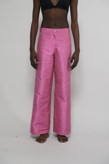 Ira Silk Shantung Pants - Barbie Pink