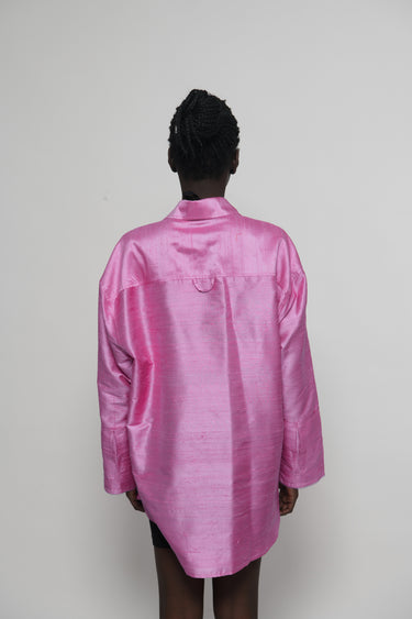 Ellie Silk Shantung Shirt - Violet Blush