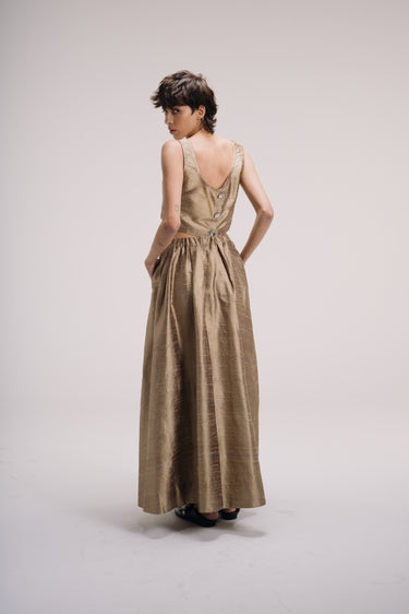 Yosr Silk Shantung Top - Antique Gold