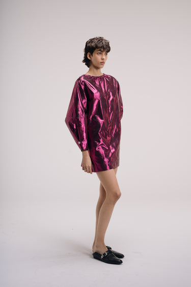 Brigitte Silk Shantung Dress - Shimmer Purple
