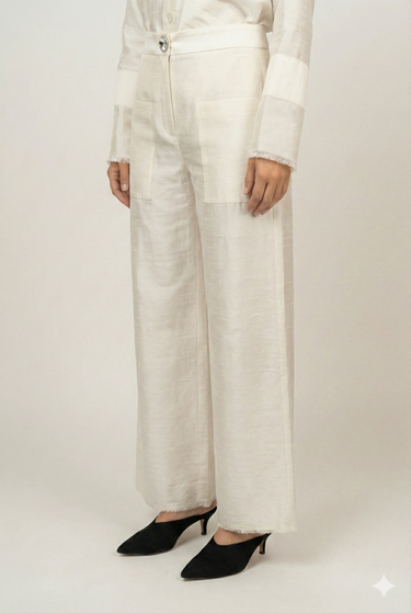 Ira Silk Shantung Pants - Ecru