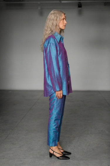 Ellie Silk Shantung Shirt - Electric Blush