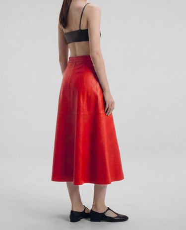 Artemise Leather Skirt - Red