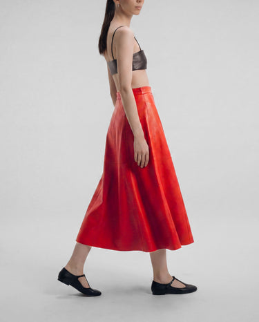 Artemise Leather Skirt - Red