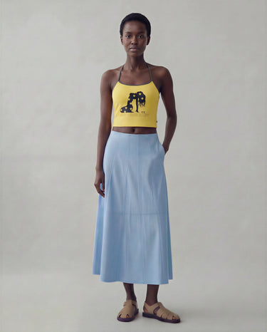 Bianca - Light Blue Crosta Midi Skirt