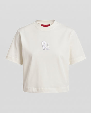 Victoria - Leo Embroidered T-shirt - Off White