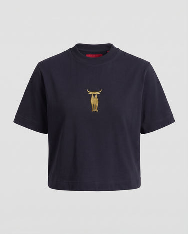 Victoria - Taurus Embroidered T-shirt - Black