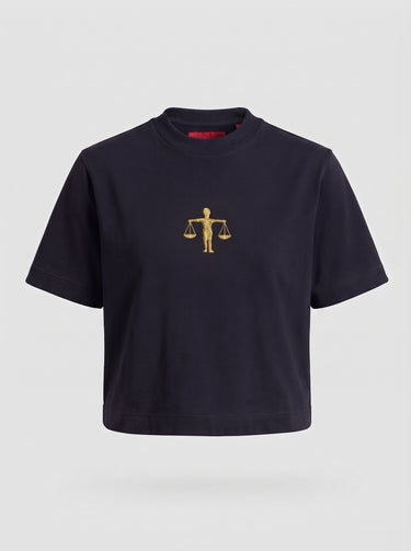 Victoria - Libra Embroidered T-shirt - Black