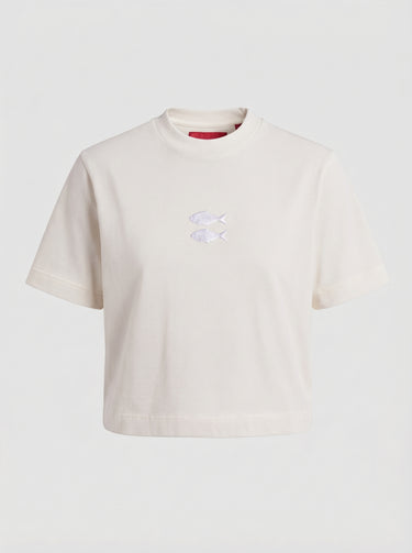 Victoria - Pisces Embroidered T-shirt - Off White