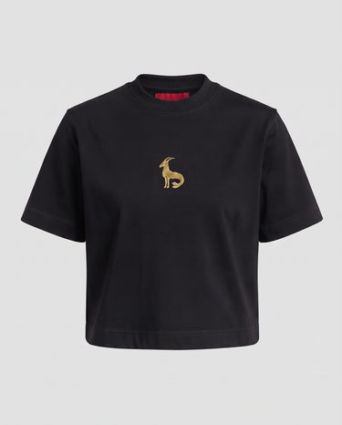 Victoria - Capricorn Embroidered T-shirt - Black