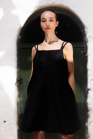 OLFA Oversized Shantung Silk Playsuit - Noir
