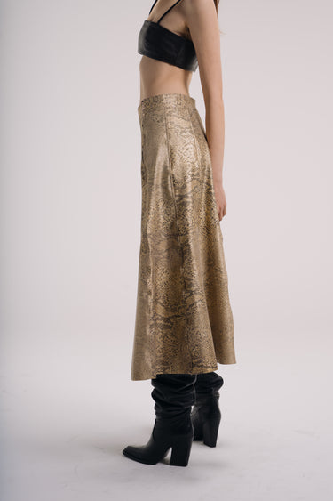 Artemise Leather Skirt - Golden Snake