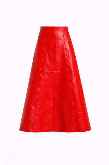 Artemise Leather Skirt - Red