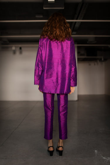 Idil Silk Shantung Pants - Indian violet