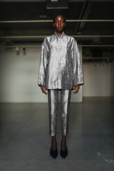 Idil Silk Shantung Pants - Pearl