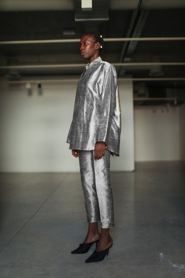 Idil Silk Shantung Pants - Pearl