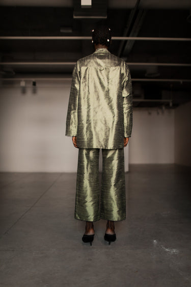 Ira Silk Shantung Pants - Sage Army