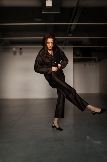 Ira Silk Shantung Pants - Chocolate