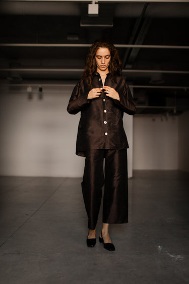 Ira Silk Shantung Pants - Chocolate