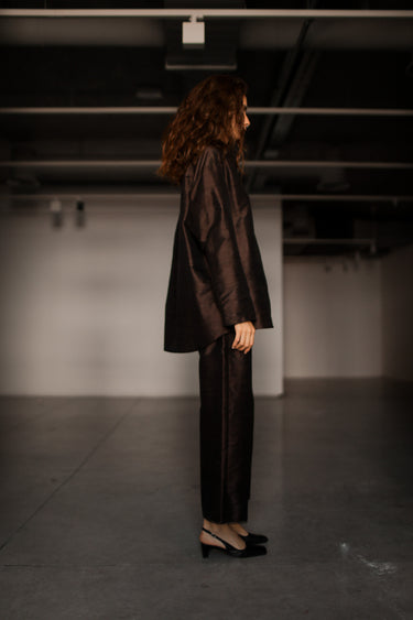 Ira Silk Shantung Pants - Chocolate