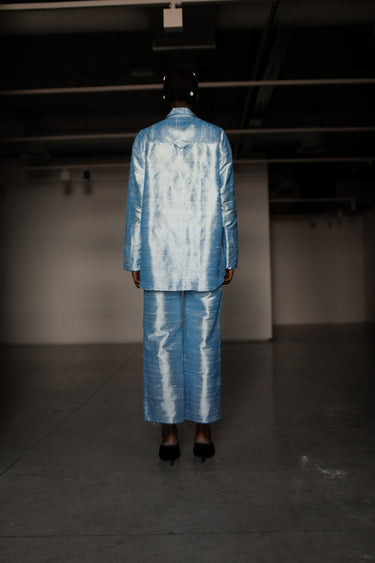 Ira Silk Shantung Pants - Denim white