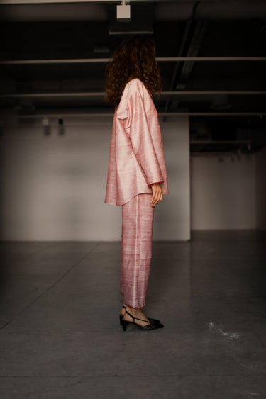 Ellie Silk Shantung Shirt - Rosewood