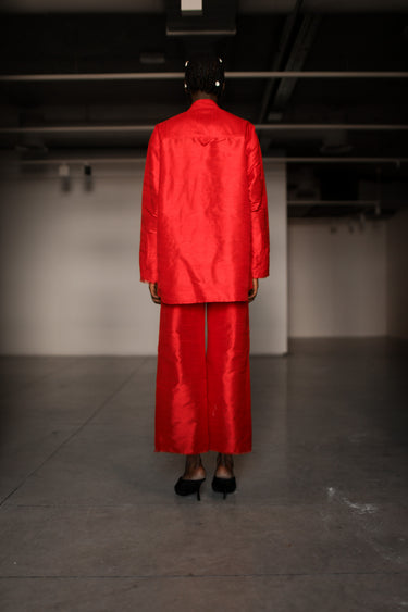 Ira Silk Shantung Pants - Red