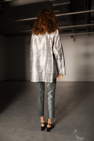 Idil Silk Shantung Pants - Anthracite