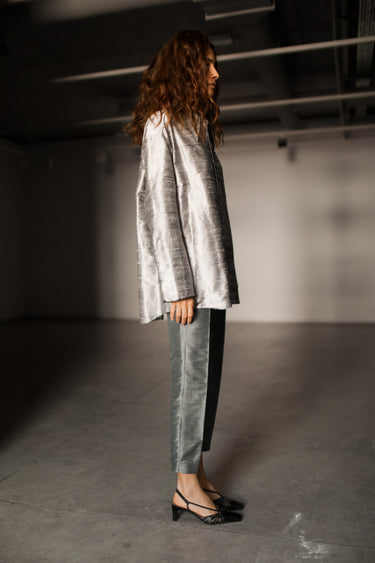 Idil Silk Shantung Pants - Anthracite