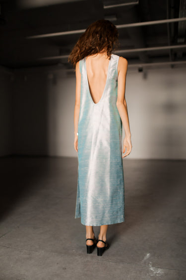 Sonia Silk Shantung Dress - Blue Blush