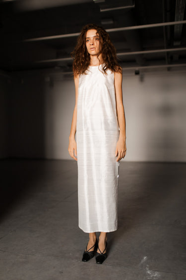 Sonia Silk Shantung Dress - Ecru