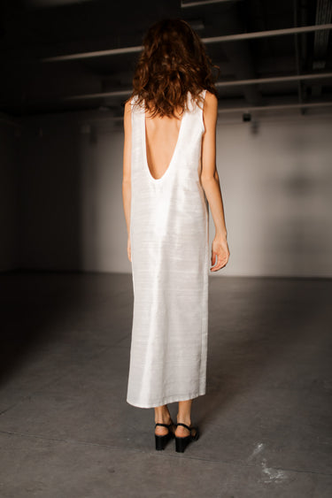 Sonia Silk Shantung Dress - Ecru