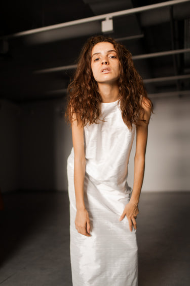 Sonia Silk Shantung Dress - Ecru