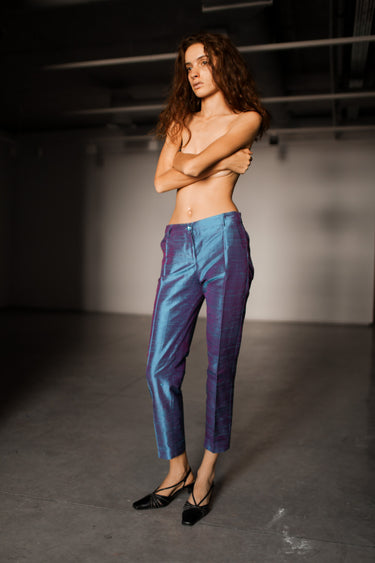 Idil Silk Shantung Pants - Electric Blush