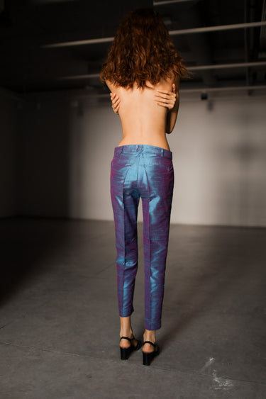 Idil Silk Shantung Pants - Electric Blush