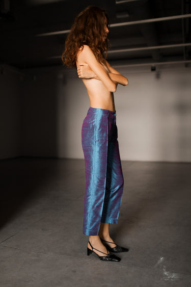 Idil Silk Shantung Pants - Electric Blush