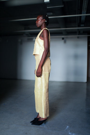Ira Silk Shantung Pants - Soft Yellow