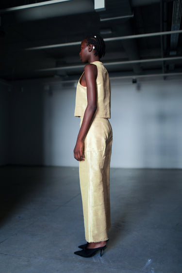 Ira Silk Shantung Pants - Soft Yellow