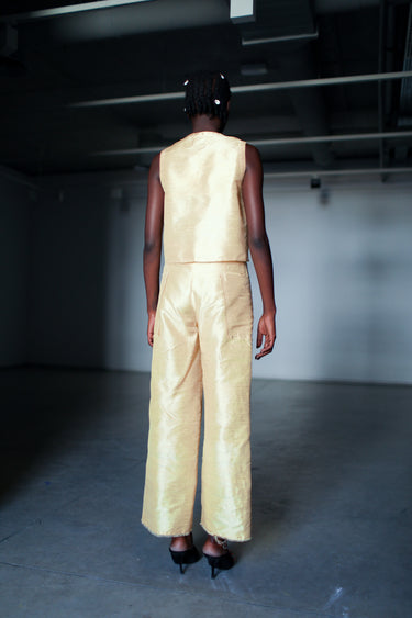Ira Silk Shantung Pants - Soft Yellow