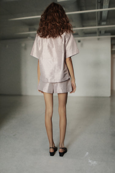 Valentino Silk Shantung Shorts - Pink Grey